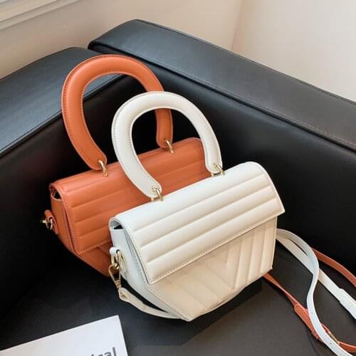 Fashion PU Leather Crossbody Bags With Short Handle For Women 2021 Winter New Trendy Designer Ladies Handbags Shoulder Bag Purse