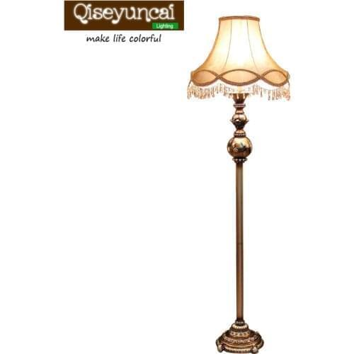 Qiseyuncai European-style living room floor lamp creative retro vertical table lamp study bedroom bedside floor lamp