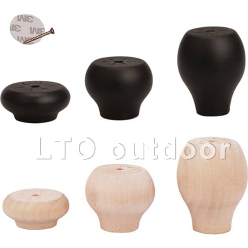 Furniture Legs Feet Solid Wood Table Carbinet Coach Sofa Round Shape Leg Foot 2/4/6cm Height 3 Colors