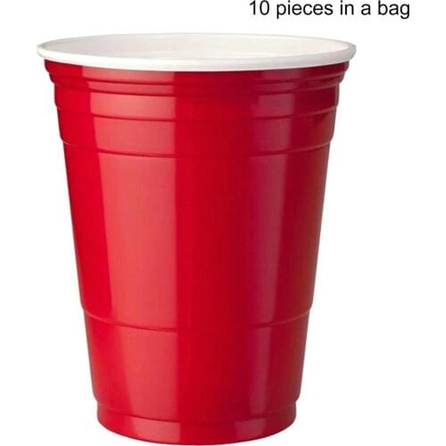 LBER 50Pcs/Set 450Ml Red Disposable Plastic Cup Party Cup Bar Restaurant Supplies Household Items for Home Supplies