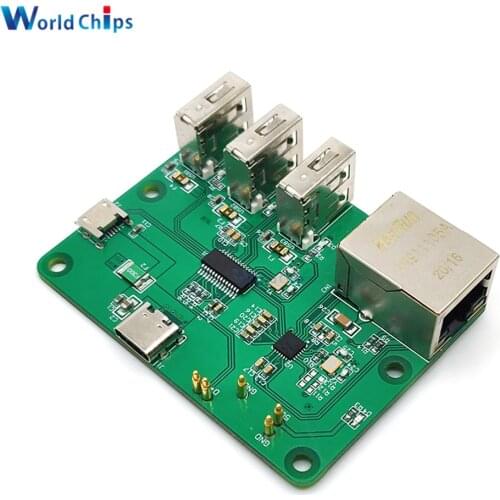 USB to Ethernet Expansion Board For Raspberry Pi Zero HUB Adapter 3 USB 10/100Mbps Ethernet Interface with Self-recovery Protect