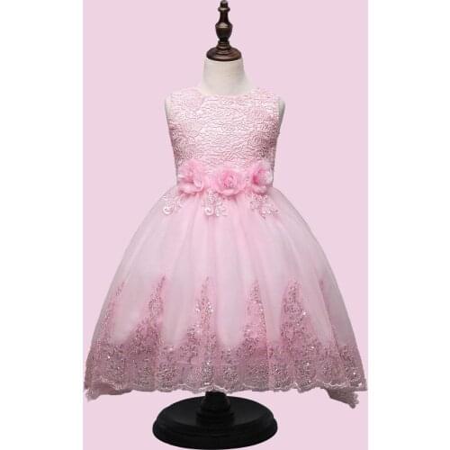 New Arabic Flower Girls Dresses Princess Sleeveless Lace Communion Party Kids Girls Pageant Dresses Flower Girls For Wedding