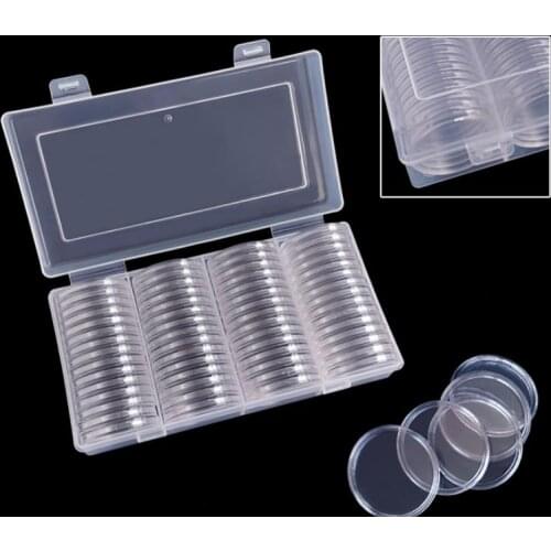 20Set 60grids 40mm Clear Coin Capsules Caps Transparent Coin capsules For Coins Dollar box SN3575