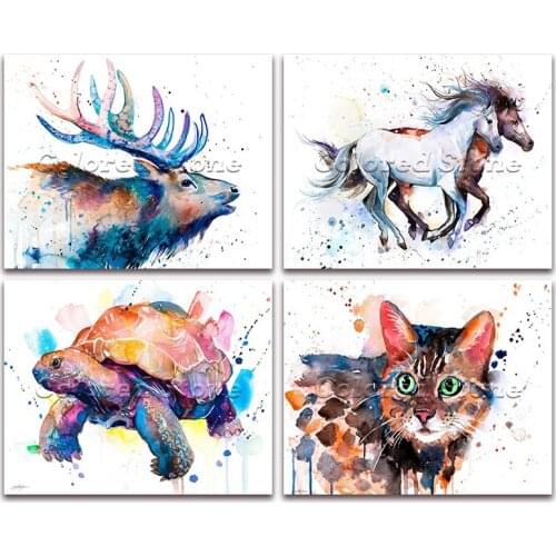 5D Full Square Diamond painting embroidery Cross stitch Animals colorful Deer horse tortoise cat 3D DIY Drill Drawing mosaic 261