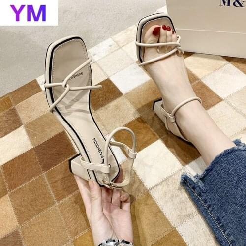 Sexy Ladies Summer High Heels Sandals Ankle Strap Gladiator Sandals Shoes Women Party Sandals Shoes SquareToe White Zapato Mujer