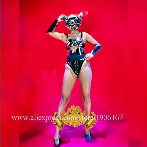 Sexy Lady Party Evening Bikini Dance Suit With Mirror Headwear Catwalk Model Show Costume Christmas Halloween DS DJ Clothes