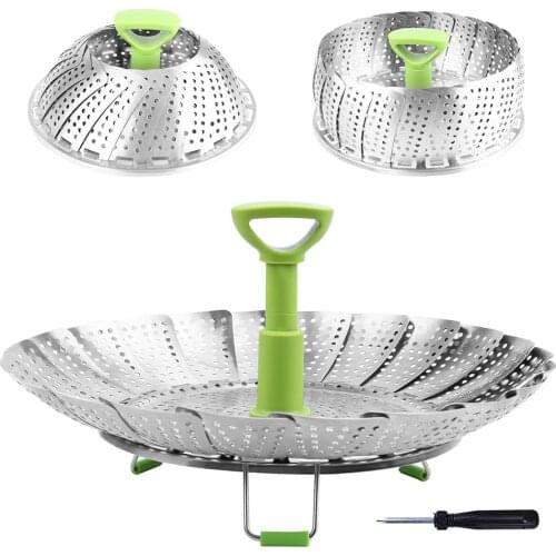 9/11 Inch Stainless Steel Steaming Basket Folding Mesh Food Vegetable Pot Steamer Expandable Kitchen Tool Basket Cooker Pot ware