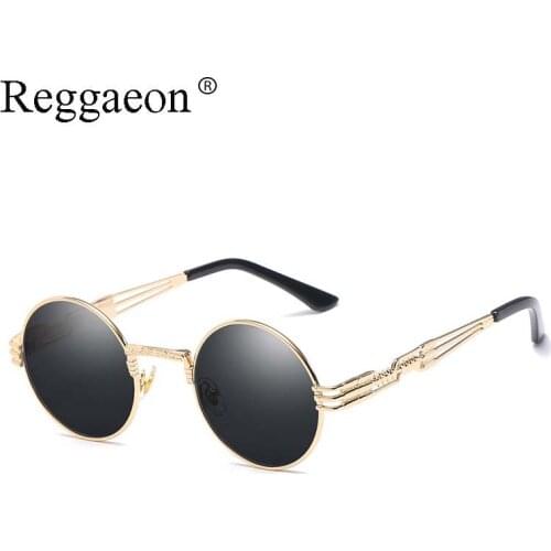 Reggaeon Gothic Steampunk Sunglasses Men Women Metal Round Shades Brand Designer Sun glasses Mirror High Quality UV400