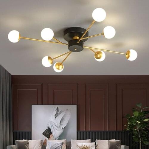 Modern Nordic Chandelier Gold LED Lamp For Bedroom Dining Living Room Parlor Decorative Ceiling Luminaire Glass Ball Lights