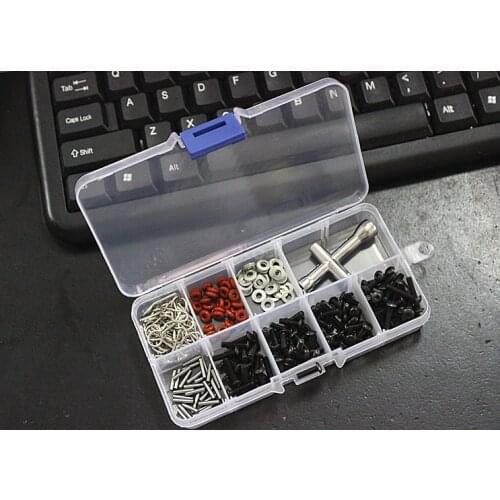 Special Repair Tool and Screws Box Set M3 Screws bolt pin shim gasket 02053 02037 For 1/10 HSP RC Car 240 PCS + Hex Wrench 80132