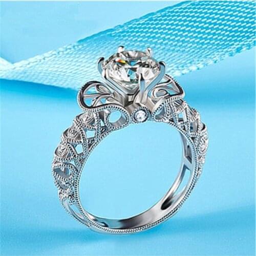 Bridal Elegant Zircon Ring Womens Glamorous Silver Color Sparkle Luxury Party Eternal Engagement Ring Jewelry Lover Gift