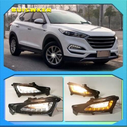 LED Daytime Running Lights For Hyundai Tucson 2015 2016 2017 2018 Daylight 12V DRL foglights headlight body kits Car Styling