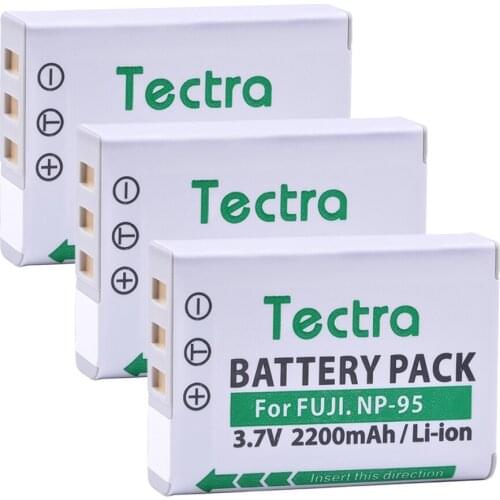 Tectra 3PCS NP-95 NP95 NP 95 Camera Battery for Fujifilm FinePix REAL 3D W1 X100 X100S X-S1 F30 F31fd X30 X100T Ricoh GXR