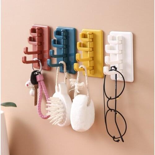 High Quality ABS Seamless Adhesive Hook Rotatable Strong Stick Hook Kitchen Wall Hanger Load Bearing 3KG Bathroom Kitchen Hooks