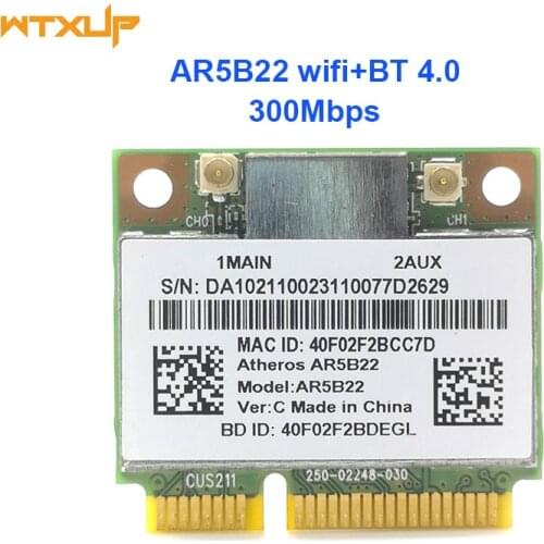 Dual band 2.4G/5G Atheros AR5B22 AR9462 WI-FI wireless 300Mbps half Mini PCIE WiFi + BT 4.0 Bluetooth 4.0 COMBO Lan Network card