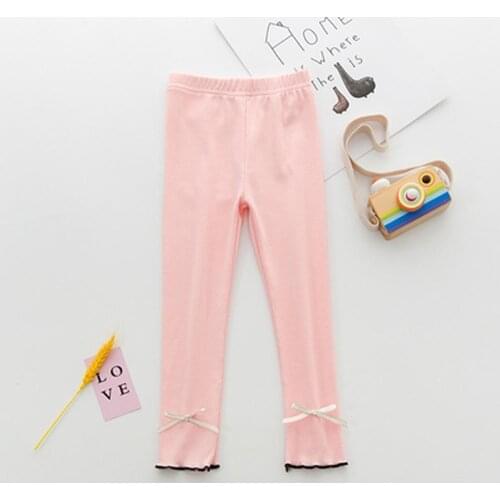 V-TREE Spring Autumn Leggings For Girls Cotton Lace Pants Kids Children Leggings Solid Skinny Pants Trousers 2021