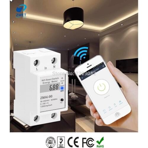 ZWET Energy Meter Single phase WIFI Smart Energy Meter Power Consumption kWh Meter wattmeter 220V 50HZ