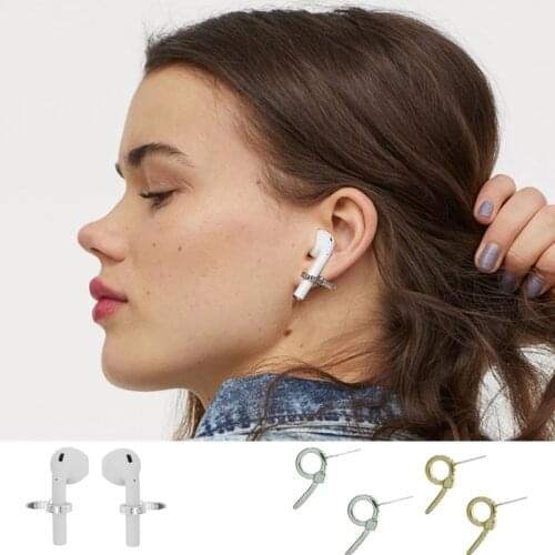1 Pair Anti Lost Anti Dropping Earring for Airpods Unisex S925 Needle Simple Metal Stud Earring Jewelry Earphone Accessories