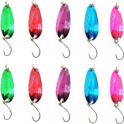 10pcs/Lot 2.5g/3.5g Spoon Metal Sequins Bait Shell Pattern Spin Sequin Fishing Lure Artificial Trout Hard Baits Mixed Color
