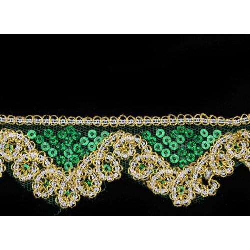 10 Yards Lace Trim /Ribbon Sequin Beaded Dress Edge Sewing Knitting Ornaments, Wedding Party Embellishments 45mm