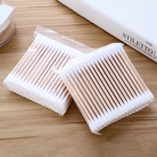 1000Pcs 10Pack Double Head Cotton Swab Soft Cotton Buds Make-up Wood Sticks For Cleaning Nose Ears Tools Cosmetics Health Care