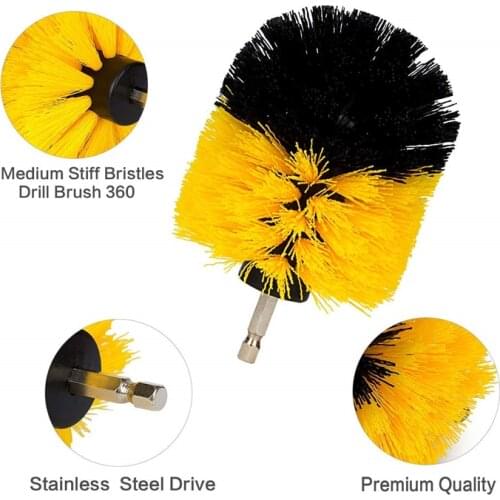 3Pcs/Set Electric Scrubber Brush Drill Brush Kit Plastic Round Cleaning Brush For Carpet Glass Car Tires Nylon Brushes 2/3.5/4