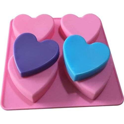 4 Cavity Handmade Silicone Soap Mold Heart 3d Craft Soap Making For Candle