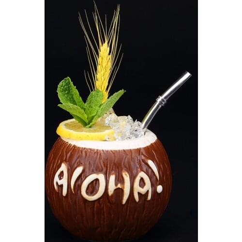 400ml Coconut Shape Ceramic Tiki Mug Creative Porcelain Beer Wine Mug Cup Bar Tool