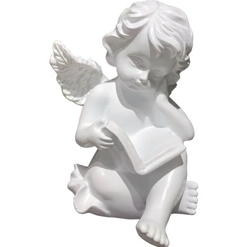 6.25“ Reading a Book Angel Cherub Statue Figurine Home Garden Baby Shower Baptism Wings Angel Decoration Mum Housewarming Gift