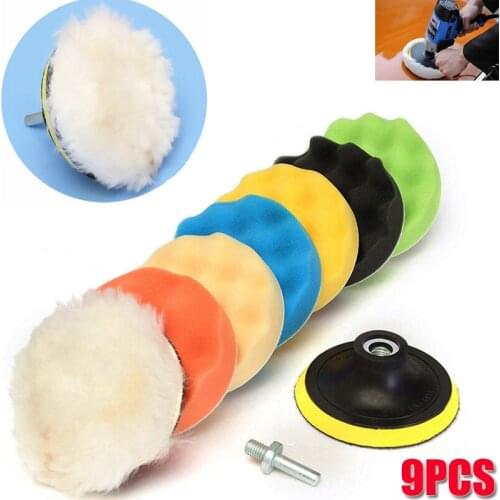 9Pcs/Set Car Buffing Buffer Pad 4 Inch 100mm Waxing Polishing Wave Sponge Pad Kit For Polisher M10 Thread Abrasive Tools