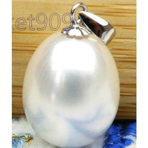 AAA 10x12mm oval natural south seas white pearl pendant s925