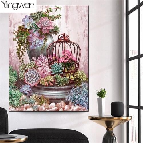 Succulent Plant DIY 5D Diamond Painting Full Diamond Mosaic Picture Bead Embroidery Flower Cactus Rhinestone Home Decoration Art