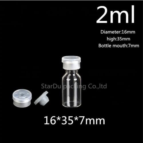 Free Shipping 3000Pcs/lot diameter 16mm 2ml Clear Injection Glass Vial With Flip Off Cap, 2cc Glass Bottles penicillin bottles