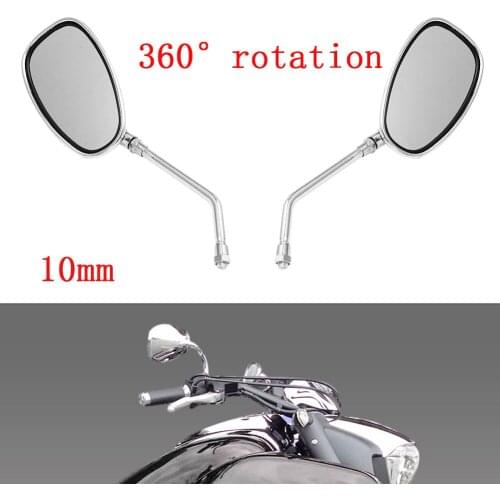 1 Pair 10mm Silver Motorcycle Motorbike Rearview Side Mirrors For Honda Shadow VT400/700/Kawasaki /Suzuki