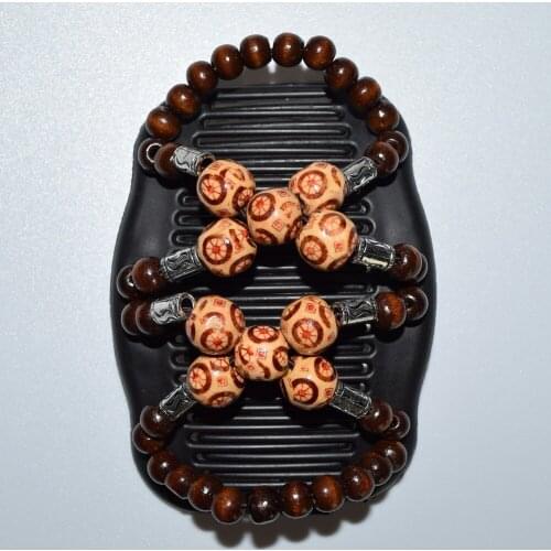 Large yellow flower beads comb work hair lady tidy comb best gift magic comb 20 pcs /lot