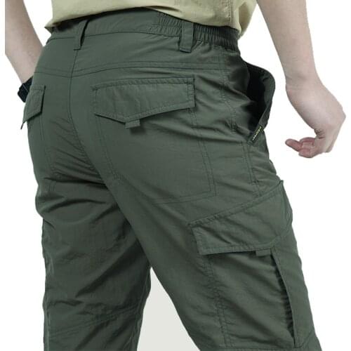 Summer Thin Breathable Multi-pocket Large Size Training Pant Men Outdoor Climbing Riding Fishing Quick Dry Overalls Long Trouser