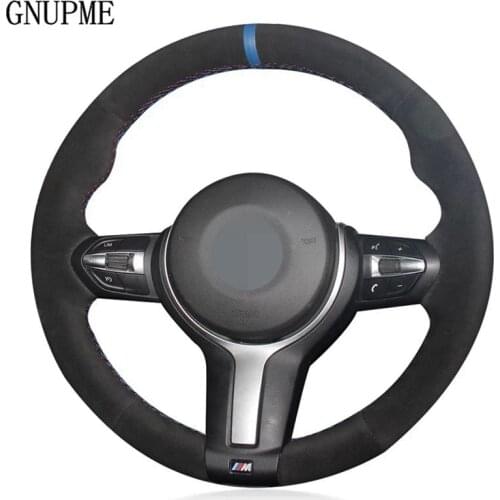 Black Suede DIY Hand-Stitched Car Steering Wheel Cover For BMW (M Sport) 2 Series F22 F23 F45 F46 X4 F26 X5 F15 X6 F16 2014-2019
