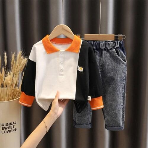 Kids Clothing Boy Clothes Clothing For Boy Spring And Autumn Style Mosaic With Letter Pattern Two-Piece Suit Kids Suits Boys