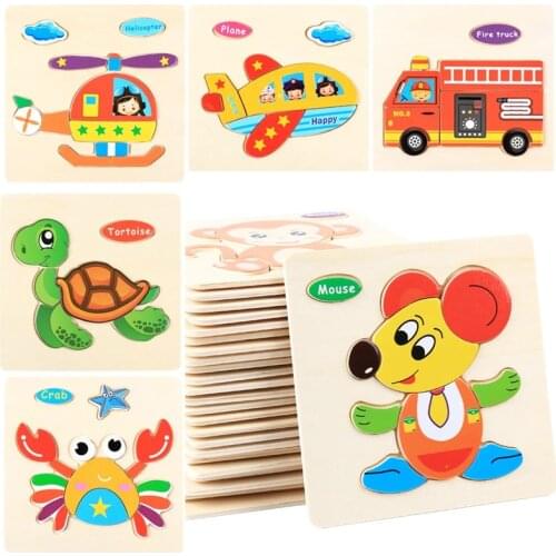 Baby Toys Montessori 3d Puzzle Intelligence Cartoon Animal Wooden Puzzle Toys Early Learning Educational Toys For Children