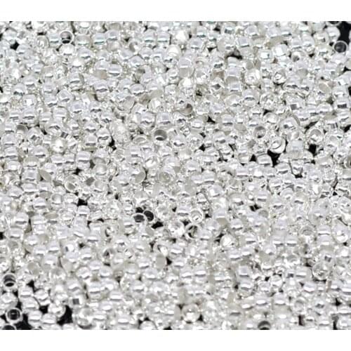 DoreenBeads Alloy Silver Plated Round Crimps Beads For DIY Jewelry Making,Approx 2mm dia Hole Size:1mm,250 PCs