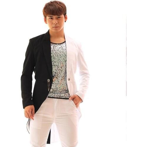 Jazz Dance Costumes Tuxedo Jacket Clothing Male Night Party Club Bar Dj Ds Stage Wear Magician Singer Performance Clothes DT801