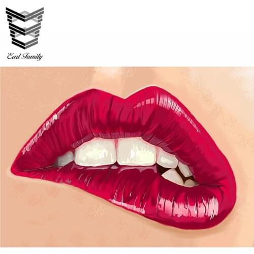 EARLFAMILY 13cm X 9.3cm Car Decal JDM Sexy Biting Lip Car Truck Bike Vinyl Reflective Waterproof Car Stickers Car Styling