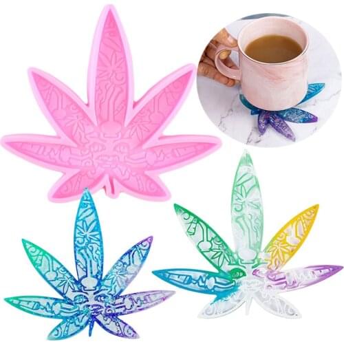 Leaf Coaster Silicone Resin Mold Leaves Epoxy Resin Mould DIY Geode Car Coaster Clay Moulds Keychain Pendant Jewelry Epoxy Molds
