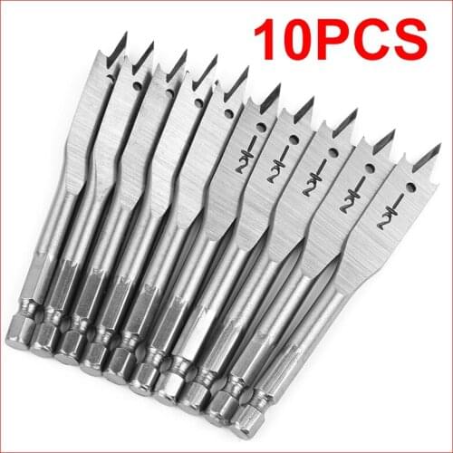 HOEN 10pcs 1/2 Inch Flat Drill Bit High Carbon Steel Woodworking Flat Drill Set for Wood Timber Drilling Hand Drill Accessories