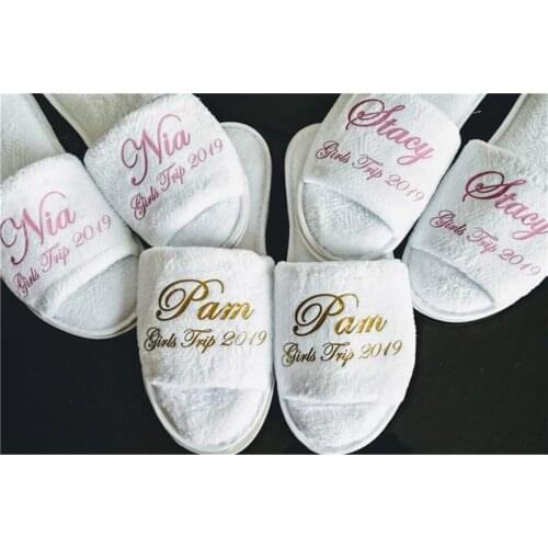 Personalized Slippers with gold name,groom Bride Rubber Sole Slippers,Bridesmaid proposal Gift,Bridal Party Slippers, spa Favors