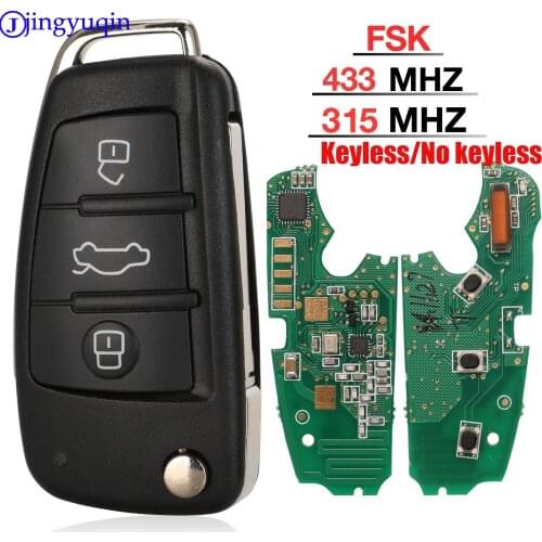 Jingyuqin MQB Semi Intelligent Remote Key 3 Button Folding Flip Smart Car Key Fob 315Mhz or 433Mhz for Audi A6 A6L