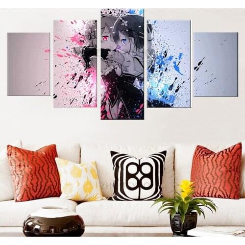 Canvas Painting Re Zero Poster Modern 5 Picture Module Pictures Children Modern Home Decor Boys Room Decoration Painted