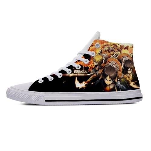 Anime Manga Cartoon Attack on Titan Levi Ackerman Casual Cloth Shoes High Top Lightweight Breathable 3D Print Men Women Sneakers