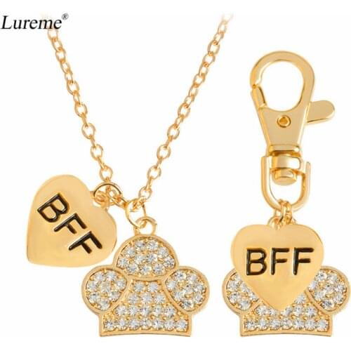 Lureme Lovely BFF Best Friend Forever Dog Pet Animal Keychain Tag and Necklace for Women Best Gift (nl005674)