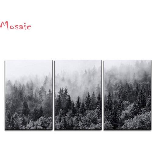 5d Diamond Painting Full Drill Square 3 pcs Misty Forests Ethereal Landscape Home Decor Mosaic Diamond Embroidery Handmade